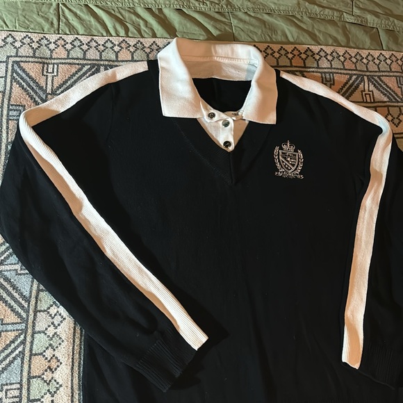 LRL long sleeve V neck knit sweater with polo collar - Picture 4 of 14